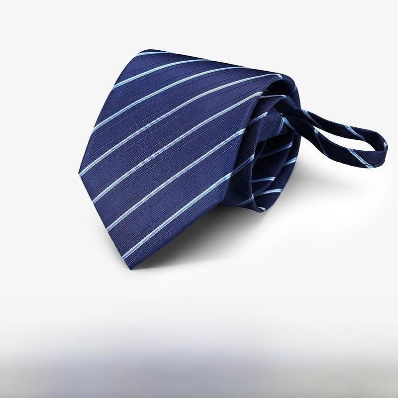Polyester Striped Tie For Men Business Formal Wear With Zipper Closure For Office And Wedding