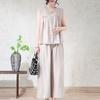 Women's Plus Size 2-Piece Set, Linen-cotton Sleeveless Button Top & Wide Leg Pants (XL-7XL)