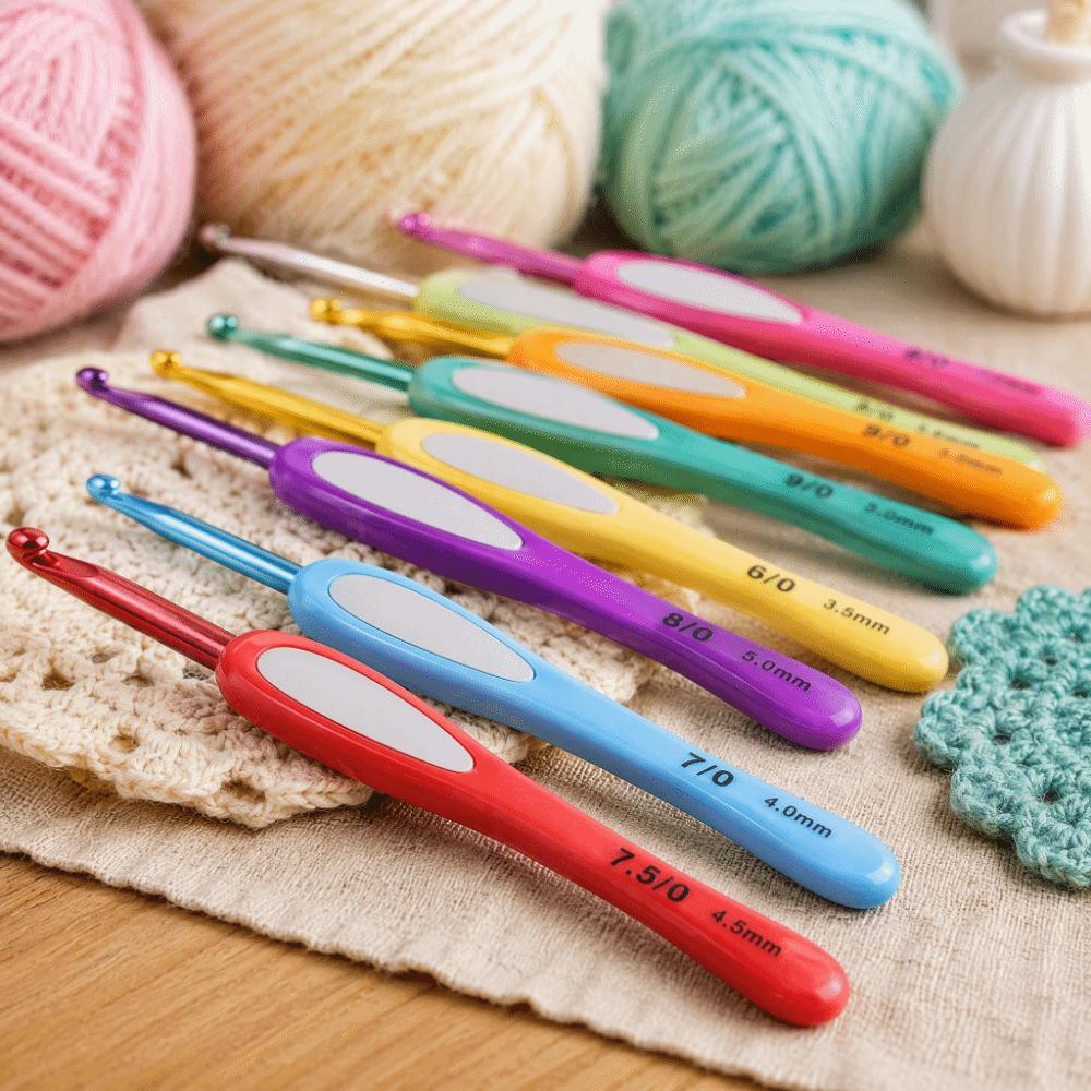 9 Pcs 14cm Length Knitting Tool Set Aluminum Needles Aluminum Crochet Needles DIY Handwoven