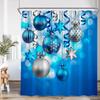 Chritsmas Shower Curtain Red Silvery Ball Xmas Balls Snowflake Pine Leaves Merry Christmas Winter Polyestert Bath Curtain Decor