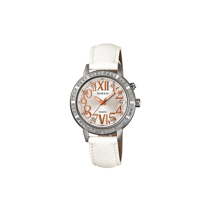 

Casio SHEEN date backlight display waterproof business quartz movement leather strap Japanese and Korean watch 38.6mm women s watch SHE-4031L-7AU серебряный