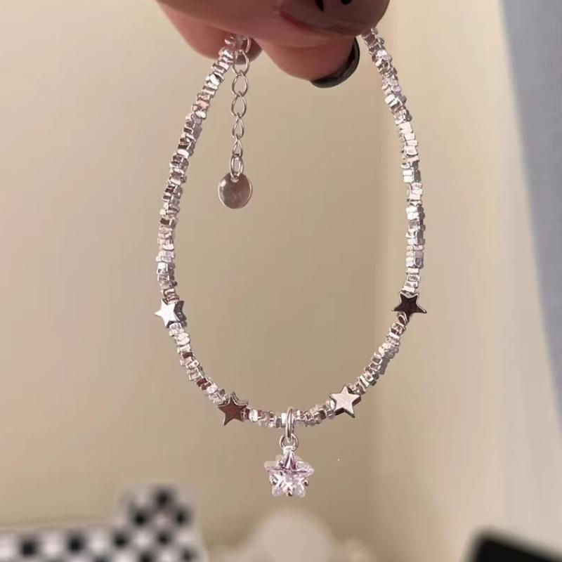 Unspecified Star Sparkling Broken Silver Bracelet Women's Light Luxury Niche Broken Silver Jewelry
