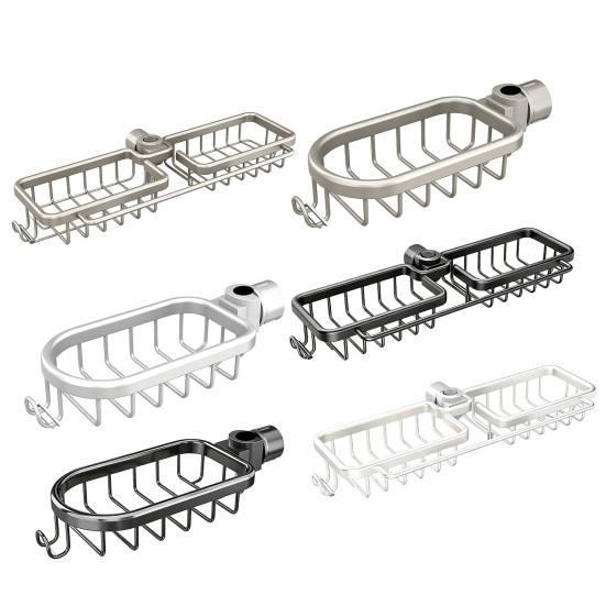 Sink Storage Rack with Hollow Design Basket 360° Rotatable Rustproof Kitchen Faucet Organizer for Sponges Brushes Cleaning Tools