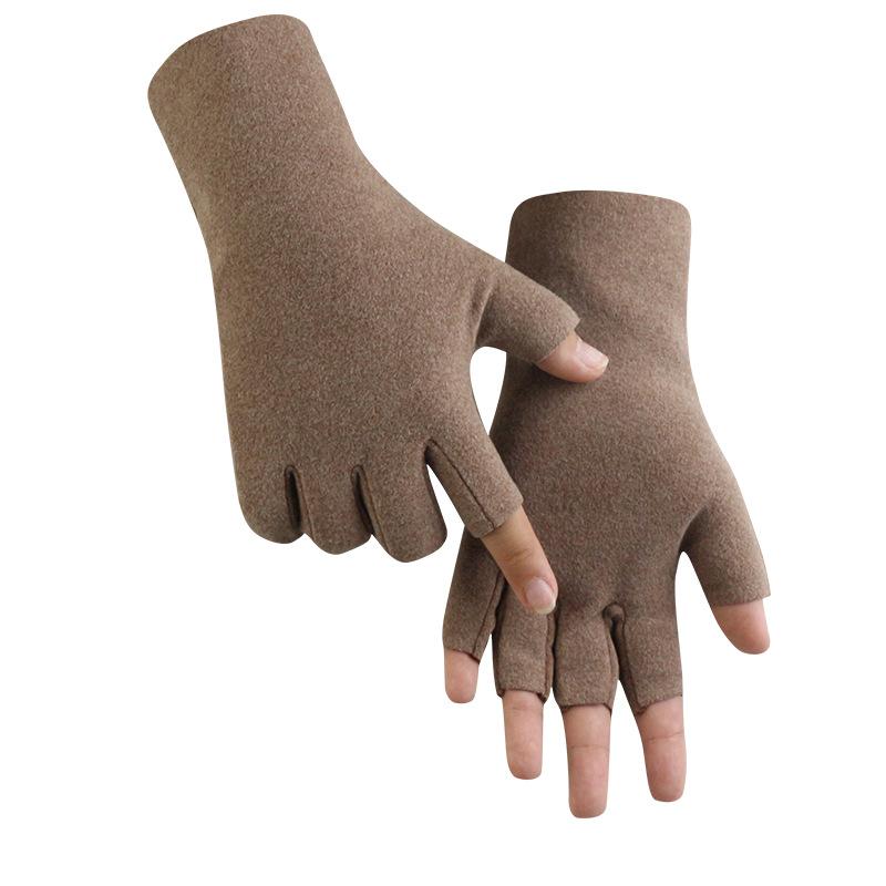 Student writing warm gloves autumn and winter half-finger gloves German velvet cationic men's and women's touch screen dew five-finger manicure