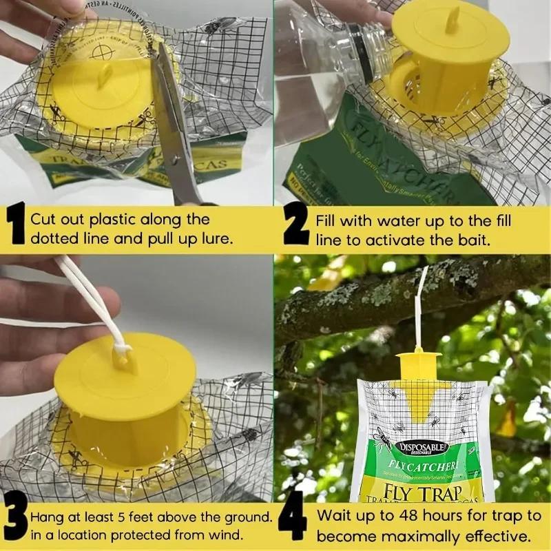 1-10 Pezzi Sacchetti Cattura Mosche Trappola per Mosche Appesa Efficace Trappola per Zanzare Cattura Usa e Getta Non Tossico Innocuo Forniture per Casa Giardino