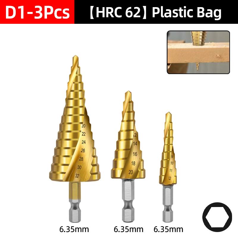HSS Titanium Step Drill Bit Set For Metal Wood Punch Hole Cutter Conical Stage Stepped Drills Power Tools 3-12 4-12 4-20 4-32mm