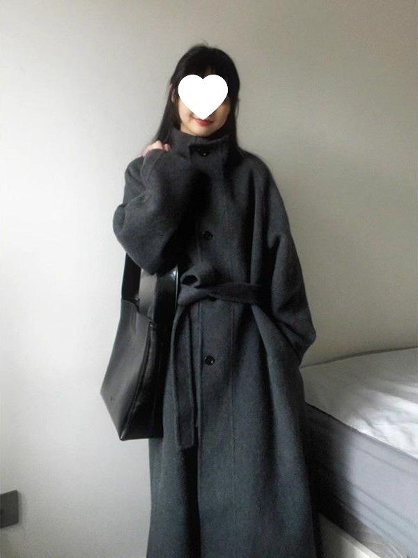 

Women s Grey Wool Coat - 2025 Autumn/Winter Korean Style, Petite Mid-Length Extra Large чёрный