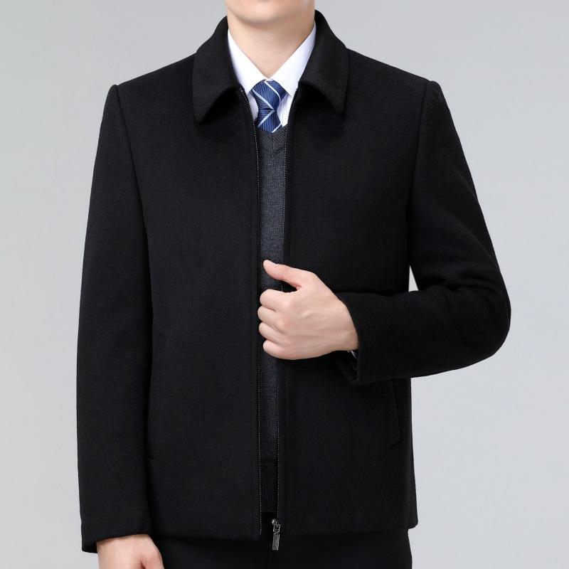 Lapel Double-sided Woolen Jacket Men's Cashmere Down Liner Short Coat Autumn and Winter Leader Cadres Woolen Top