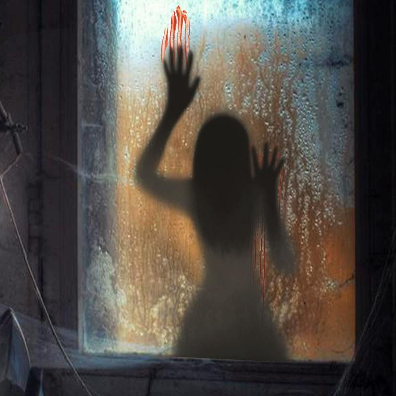 Halloween Horror Glass Window Decor Glass Sticker Horror Female Ghost Wall Stickers Self-Adhesive Party Haunted House Horror Pro