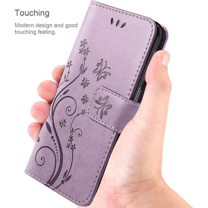 Protective Case - BOOLING - Samsung Galaxy A17 4G/5G - Synthetic Leather Plant Butterfly Pattern Purple