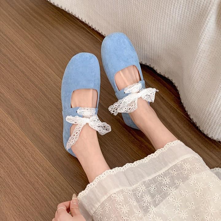 Retro French yellow flat-bottomed shallow-mouth single shoes for women's summer 2025 new models with skirts, versatile soft-soled Mary Jane shoes