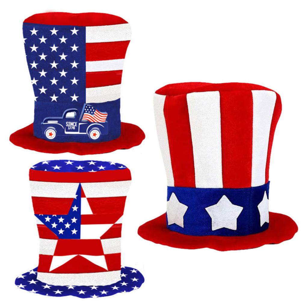 Patriotic Tall Top Hat American Flag Design Independence Day Decoration Costume Accessory Party Wear