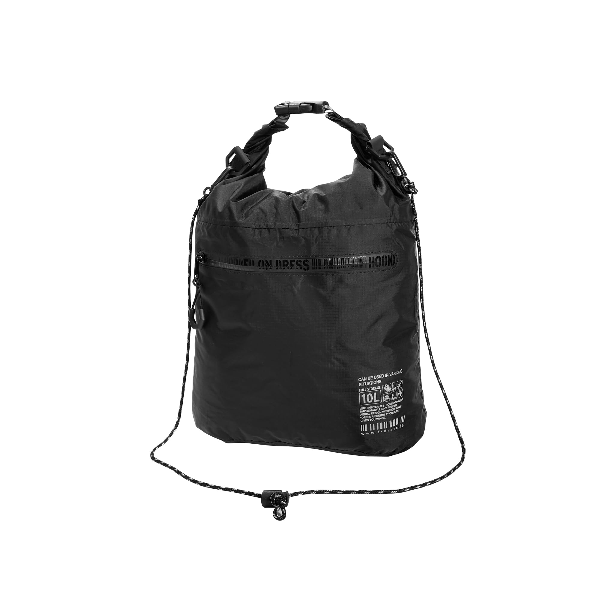 

Dress 2-Way Dry Bag 10L Waterproof Lightweight Portable Storage Bag Black for Camping Fishing Disaster Preparedness Tote Outdoor