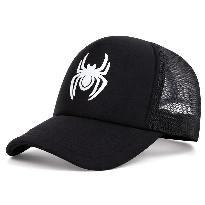 

Новая модная кепка тракер с логотипом Spider для мужчин, хлопковая высококачественная кепка-сетка в стиле хип-хоп для женщин, повседневная уличная шляпа от солнца Adjustable чёрный