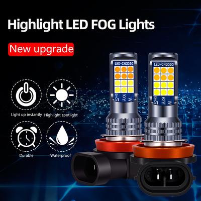H8 H9 LED H11 9005 HB3 9006 HB4 Car CSP LED Fog Light Bulbs 3000K 6000K Yellow White Car Fog Lights Daytime Running Lights