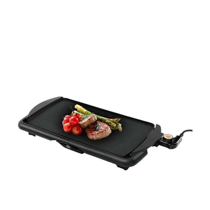 Plancha à Griller - EDM - Noir - 2000 W - Anti-adhésive - Dimensions 57x28,5 cm