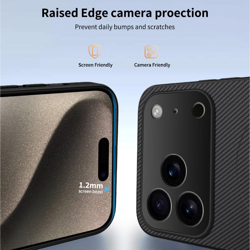 For iPhone 17 Pro Max Case Compatible with MagSafe WANLONFENG TQ Series Carbon Fiber Texture PC TPU Phone Cover