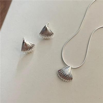 Women's 925 Silver Mother-of-Pearl Shell Simple Earrings and Necklace