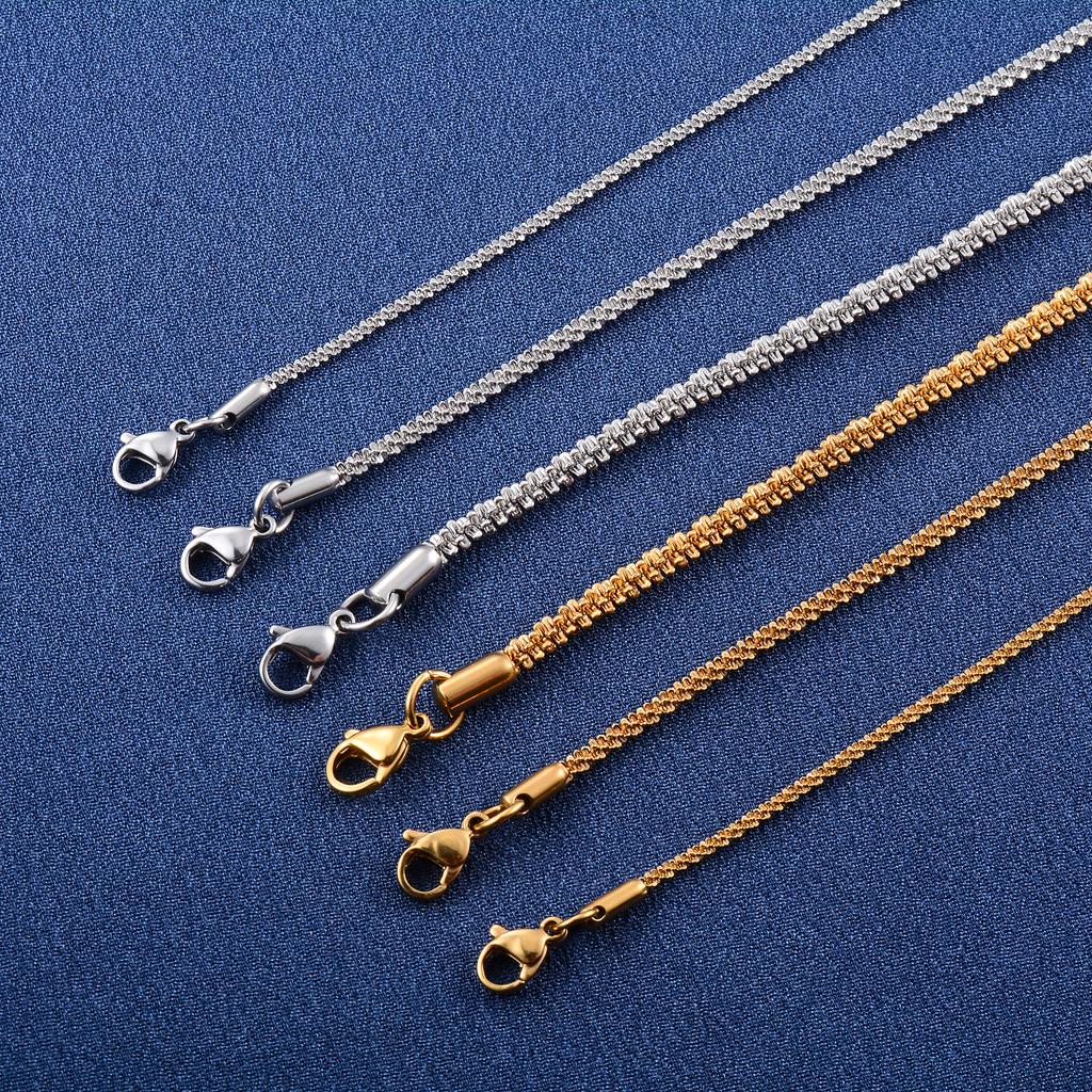 Glitter Chain Necklace Stainless Steel Jewelry Accessories for Women Men Silver/Gold Plated Choker on the Neck Collar DIY