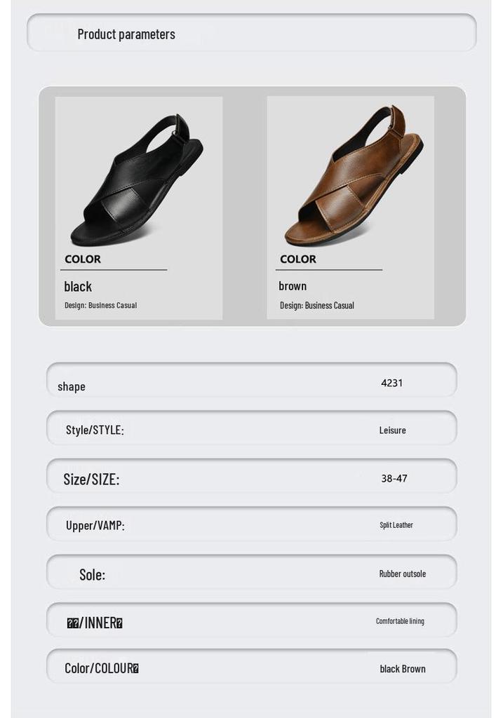 Men's Plus Size Leather Slides: Casual, Breathable, Non-Slip Summer Sandals. Versatile Beach Shoes in Sizes 46-47.