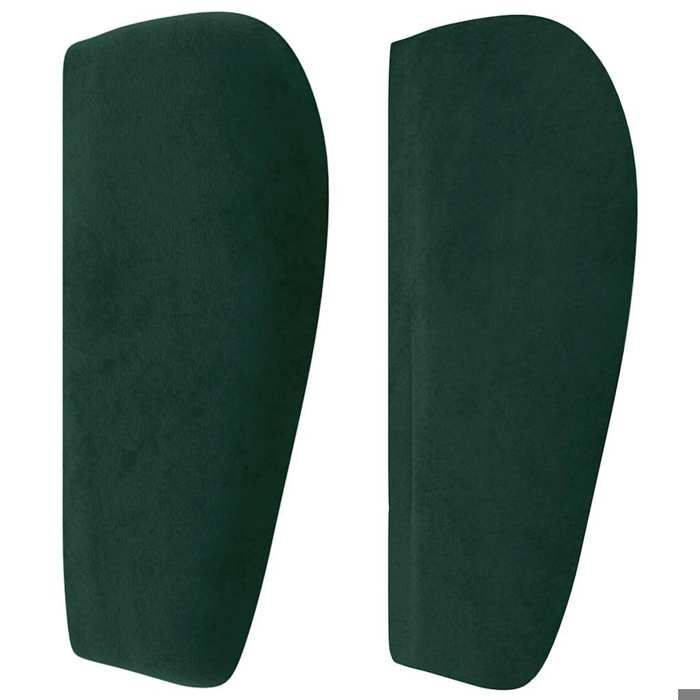 Tête de lit - Avec oreilles - Velours vert foncé - Pieds en bois robustes - Hauteur réglable