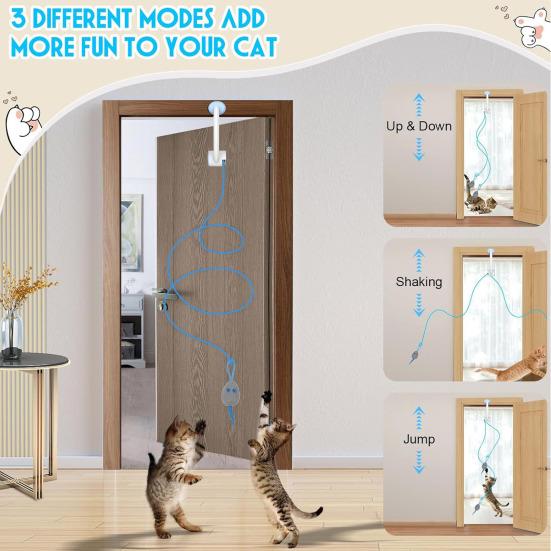 Interactive Cat Mouse Toy Automatic Cat Toy with Rotating And Telescoping Modes Wagging Plush Mouse Rechargeable Toy for Indoor Cats