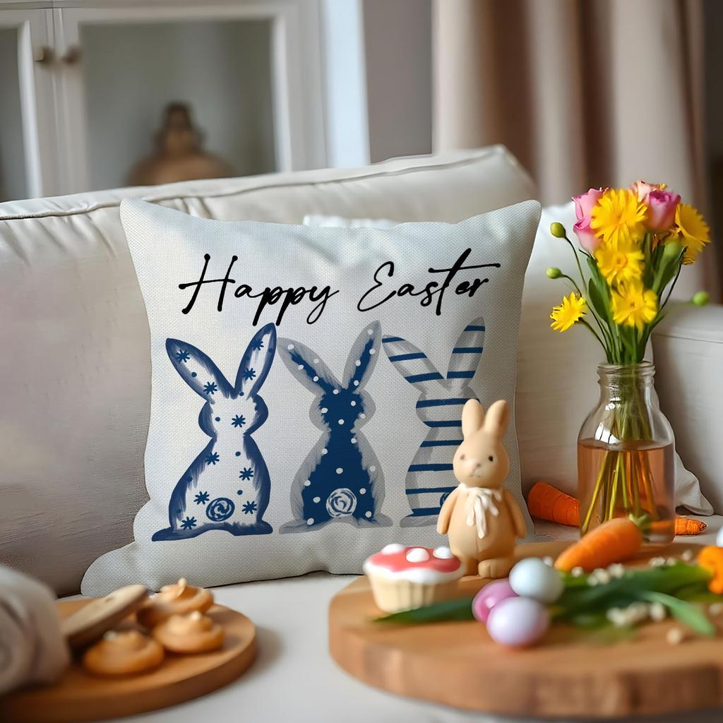 Easter Bunny Egg Print Pillow Case Sofa Cushion Cover Bedroom Pillow Case Waist Pillow Case