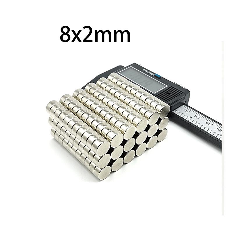 Powerful 8x2mm  Magnets, Reliable Round Disc Magnets with Nickel Plating for Crafts, Science Projects