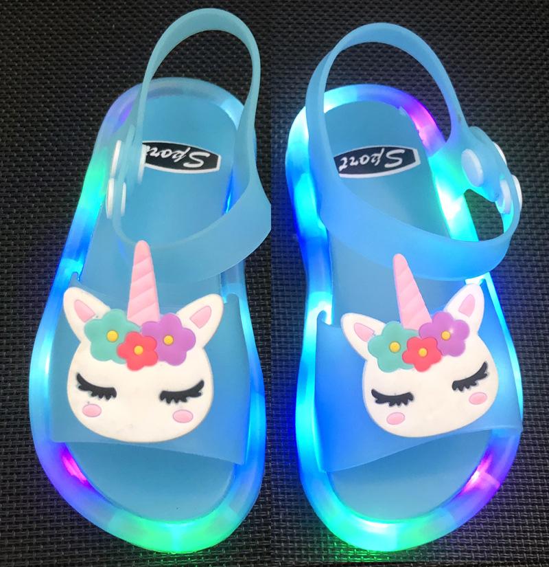 Mädchen Hausschuhe Kinder Einhorn LED Kinder Hausschuhe Baby Sandalen Kinderschuhe für Mädchen Jungen Leuchtende Schuhe Kleinkind
