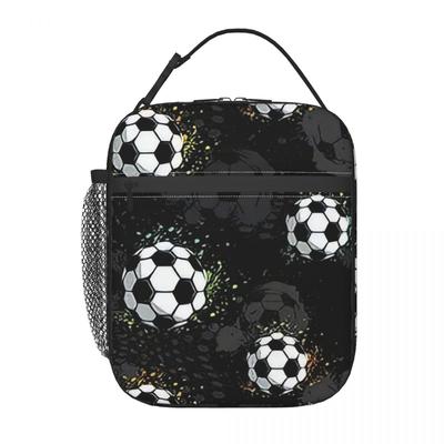 Fußball Graffiti Muster Isolierte Lunchtasche für Damen Kinder Tragbar Lebensmittelboxen Thermische Lunchbox Tragetasche
