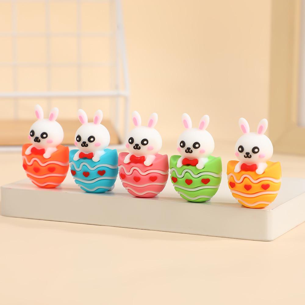 Creative Easter Ornaments: Painted Egg & Cartoon Rabbit Plush Toys for Home Decor & Gifts