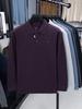 Men's Autumn Turn-Down Collar Long Sleeve Polo Shirt - Solid Color Embroidered & Loose Fit