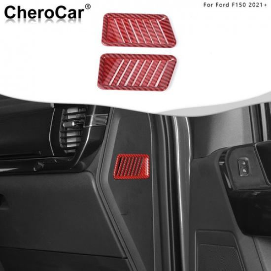 For F-150 Red Carbon Fiber Side Air Condition Vent Outlet Trim for Ford F150 21+