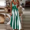 LYRIA Sexy Sleeveless Dress Women Black White Stripe Printed Long Dresses Summer Casual Vacation Party Dress Robe