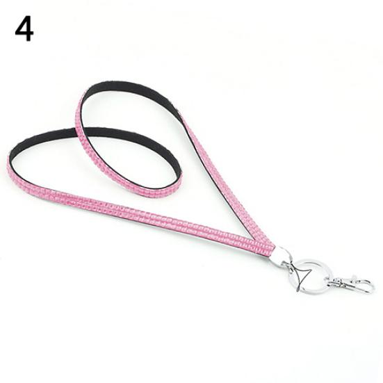 Luxury Rhinestone Bling Shiny Custom Lanyard ID Badge Cellphone Key Holder Ring