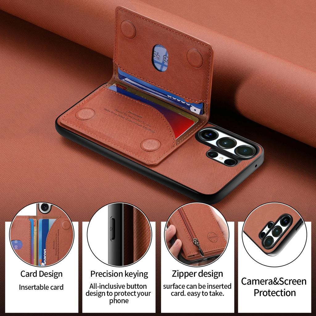 Cowboy-Muster Reißverschluss Magnetkartenfach Geldbörse Leder Handyhülle Für Samsung S25 Ultra S24 Plus S23 A17 A07 Tasche Ständer Hülle