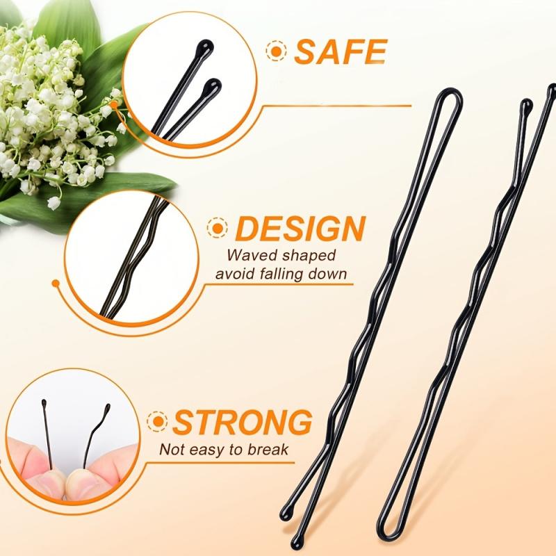 100pcs Black Straight Line Hair Clip U-shaped Needle Lady Coffee Hairpins Curly Wavy Grips Women Pins Styling Hair Accessories
