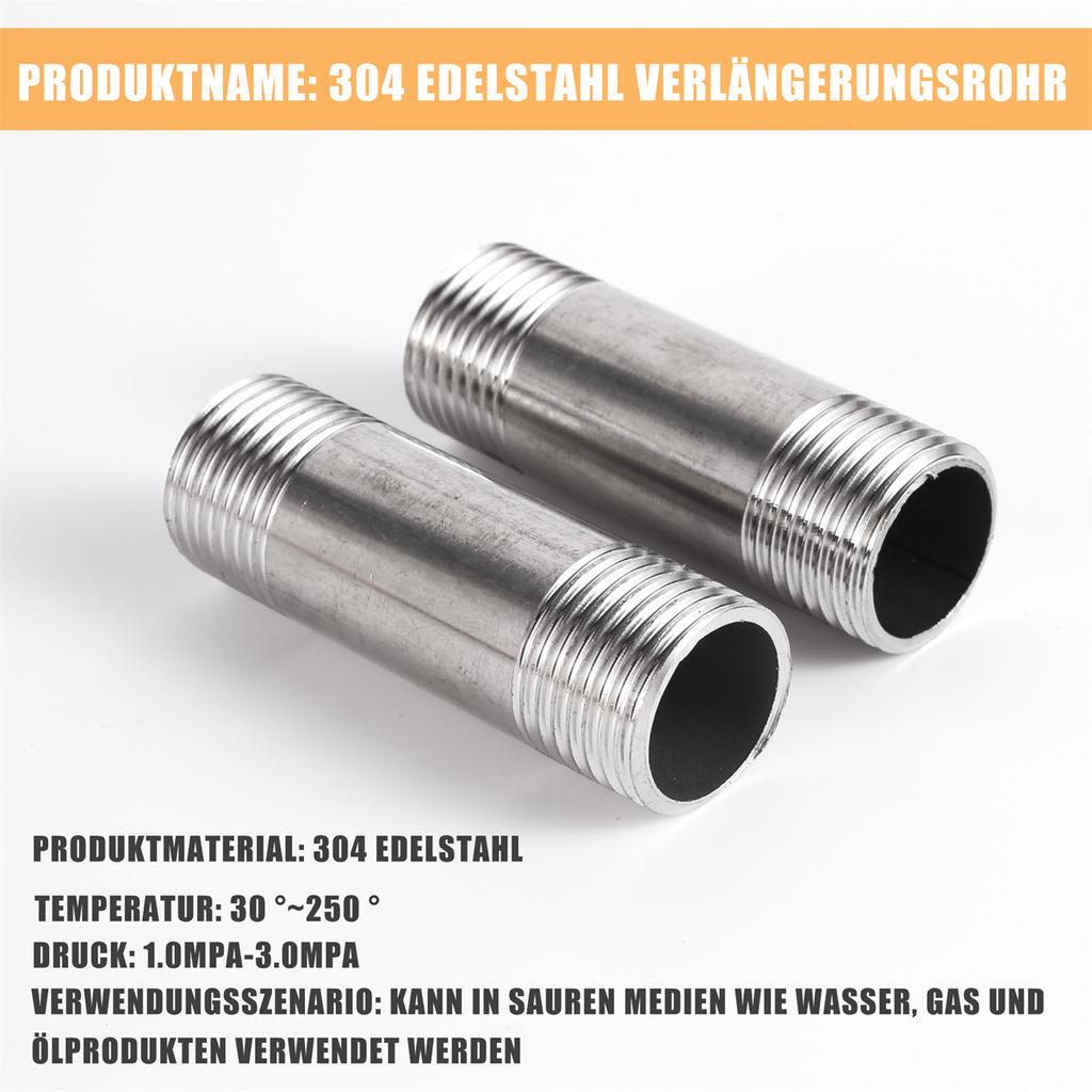 Stainless Steel 1/2" 3/4" 1" Male Thread Pipe Connector Female Thread End Cap 5-30cm Shower Rod Extension Tube Watering Fittings