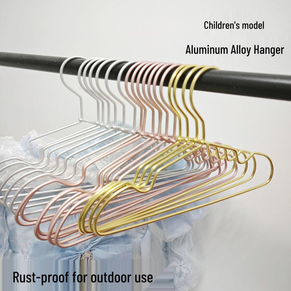 Luxury Gold Aluminum Baby Clothes Hanger - Small, Lightweight, Metal Rack for Children's Clothes
