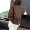 Women's Spring 2023 Plus Size Long Sleeve Loose Casual Cotton Shirt for Middle-Aged Moms