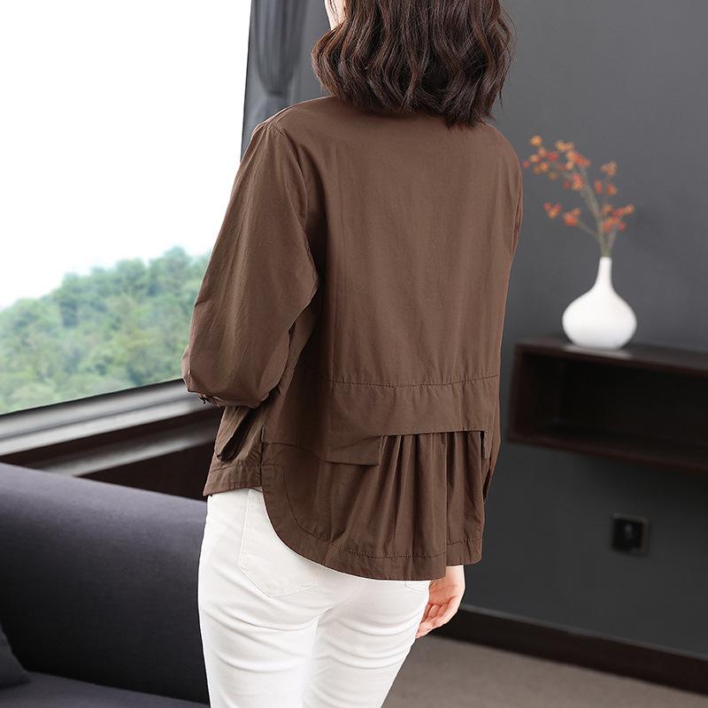 Women's Spring 2023 Plus Size Long Sleeve Loose Casual Cotton Shirt for Middle-Aged Moms