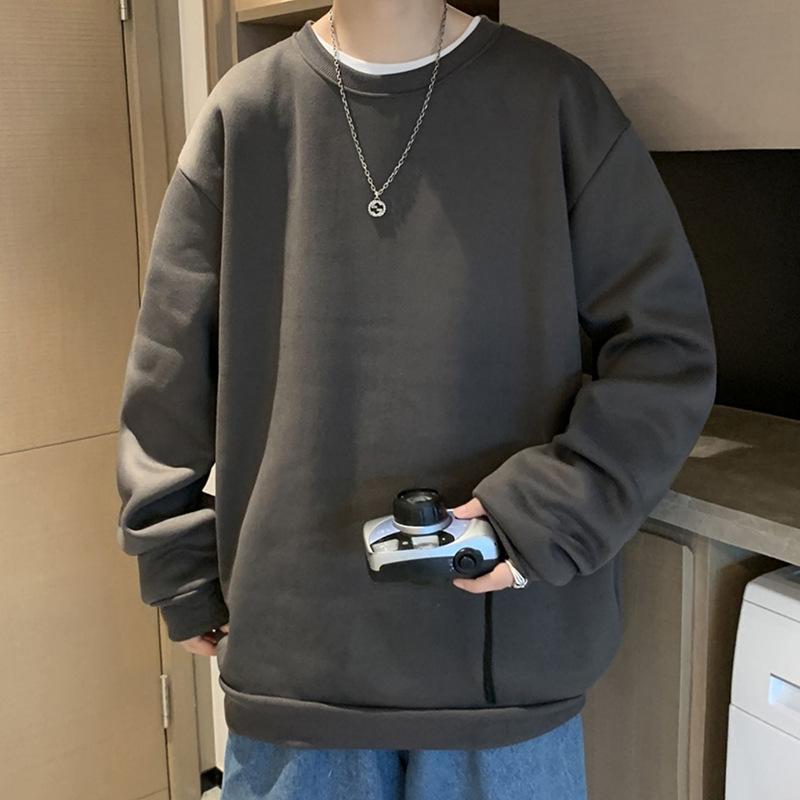 High Quality Men's Casual Heavy Pullovers Sweatshrit Solid Cotton Unisex Autumn Sweatshirt