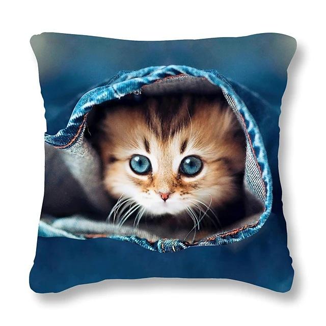 Home Decor Cute Kitten Patterns Pillow Covers for Decor Pattern Cushion Cover Suitable for Sofa Bedroom Car Pillow Cover
