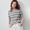Chuyu Women's Lyocell Retro Stripe Short-Sleeve Knit Top