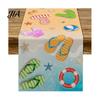Linen Table Runner Summer Beach Runner, Ocean Wave Coastal Linens for Home House Party Decor Rectangle