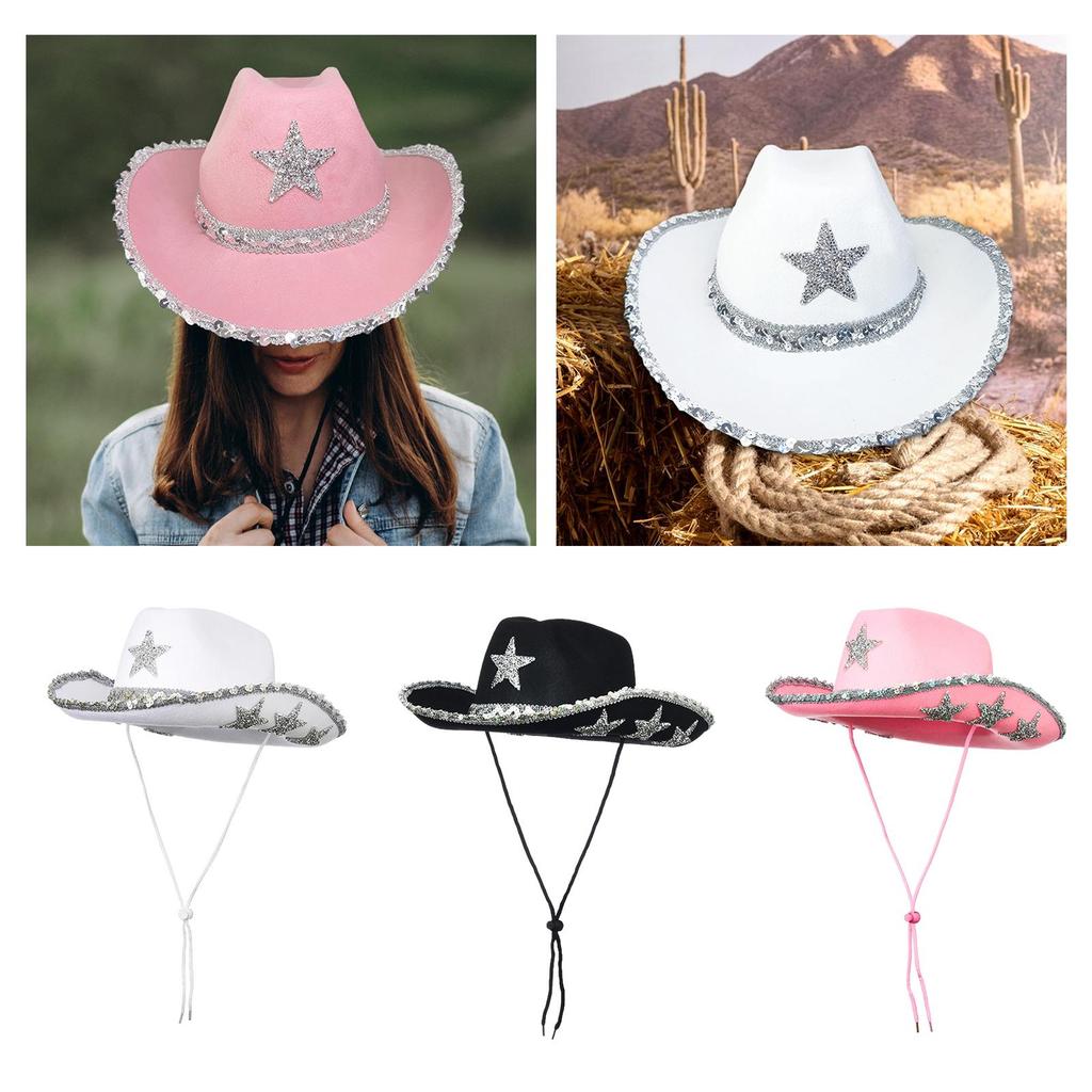 Western Cowboy Hat Sun Protection Wide Brim Cap Western Style Fitness Costume Accessories Party Hat for Weeding Holiday Adults