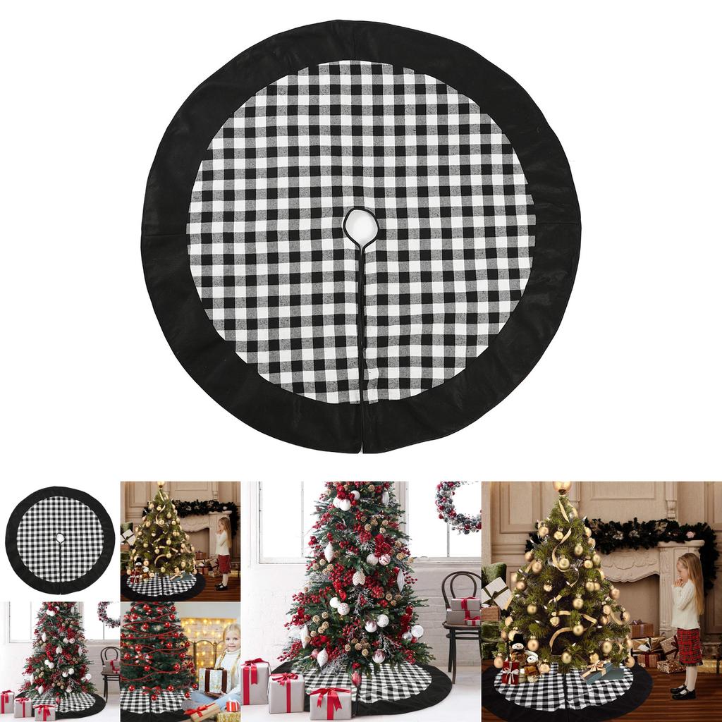 Premium Quality Black Checkered Christmas Tree Skirt With Sophisticated Design