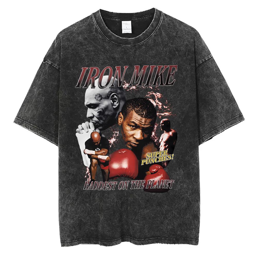 Gewaschenes Vintage Mike Tyson Prime Merch T-Shirt Herrenkleidung Hip Hop Gothic Rock T-Shirt Herren Fitnessstudio Übergroße T-Shirts Oberteile