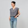 High end V-neck single breasted short sleeveless shirt for women in the summer of 2026, with a minimalist and stylish commuting style