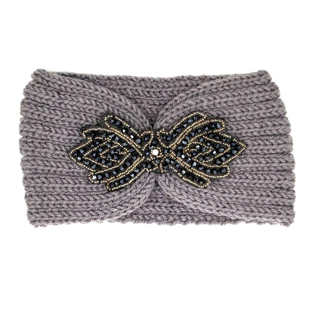 Crystal Beaded Winter Knit Headband Warm Turban Headwrap Hairbands Wool Ear Warmer Headscarf Head Wear Hair Accessories for Women Bandeau Bandanas